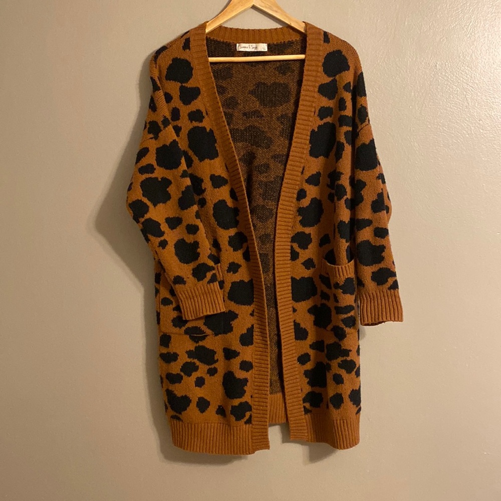 Long cardigan with cute animal print